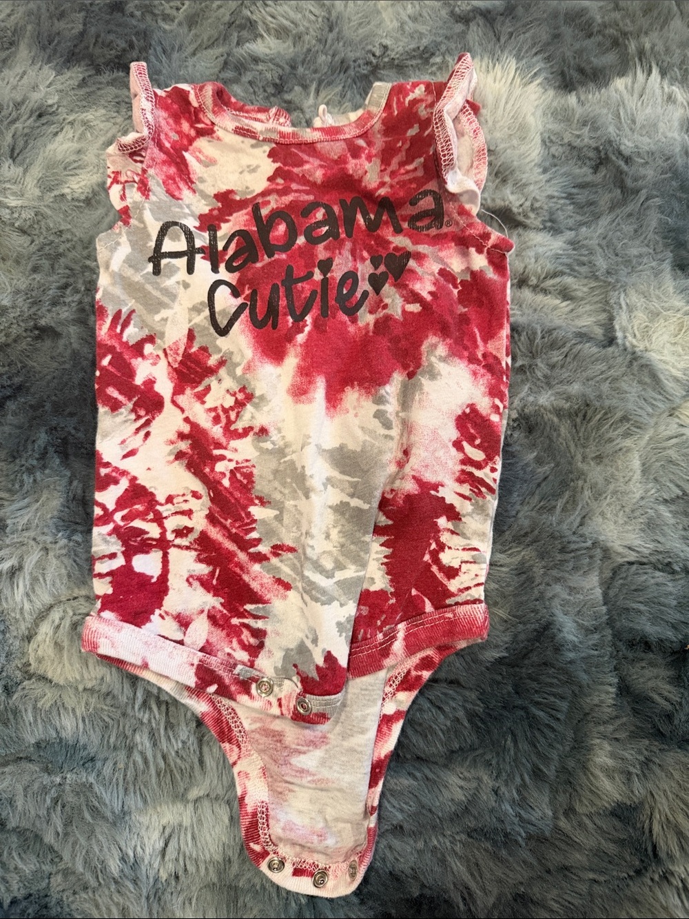 Colosseum Red & White Tie-Dye 'Alabama Cutie' Baby One-Piece